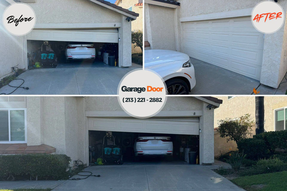 Before and after: garage door repair Westminster, CA